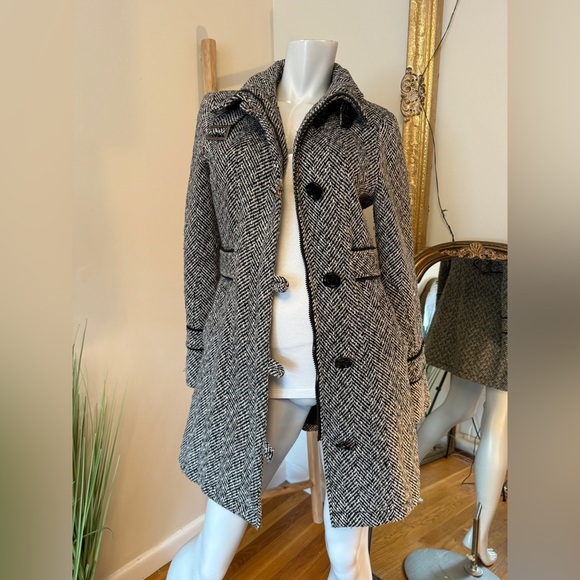 ESPRIT Women's Herringbone Tweed Coat Medium VINTAGE Y2K 90's - Picture 6 of 10